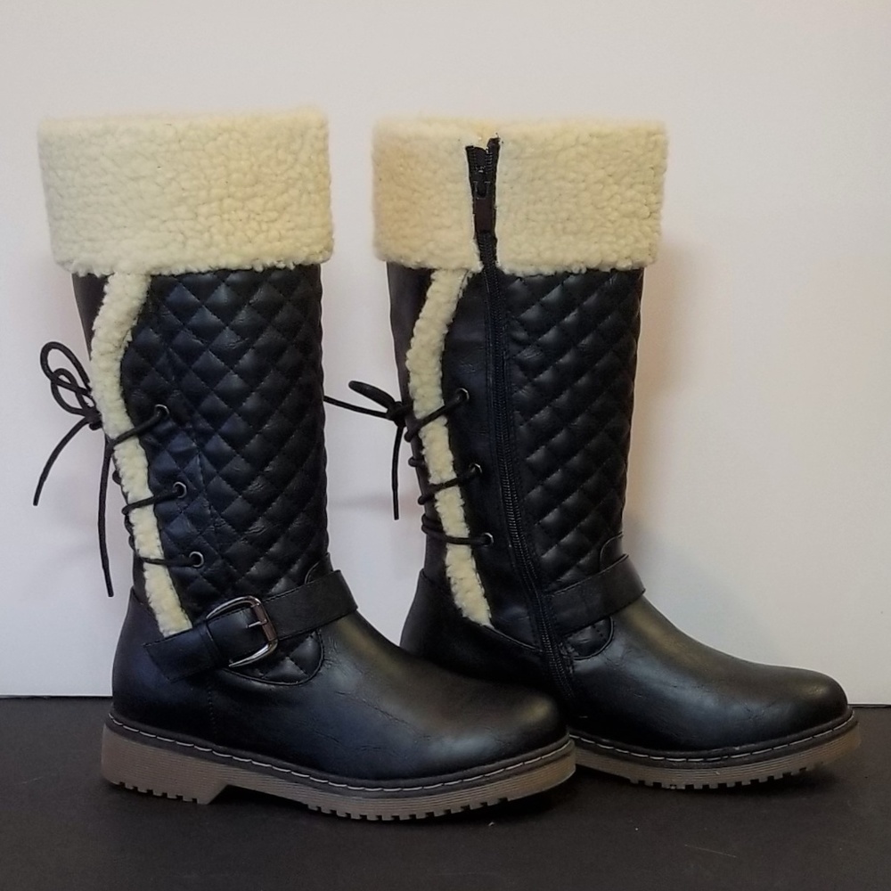 West Blvd black quilted boots
